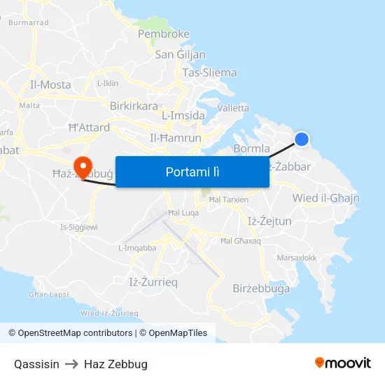 Qassisin to Haz Zebbug map