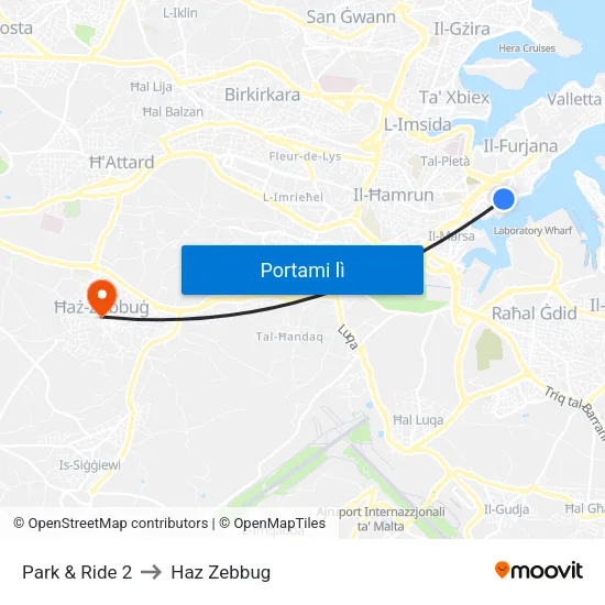 Park & Ride 2 to Haz Zebbug map