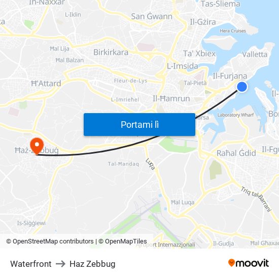 Waterfront to Haz Zebbug map