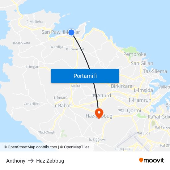 Anthony to Haz Zebbug map