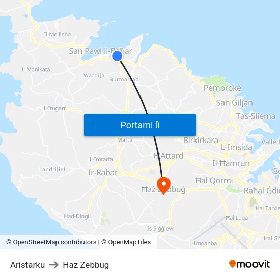 Aristarku to Haz Zebbug map