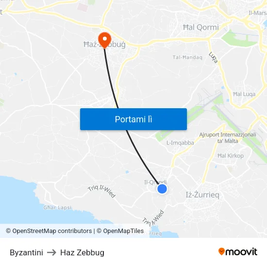 Byzantini to Haz Zebbug map