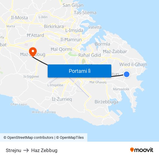 Strejnu to Haz Zebbug map