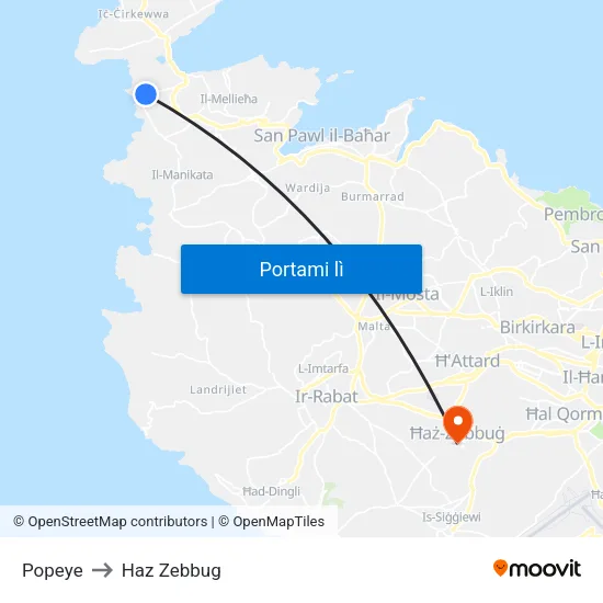 Popeye to Haz Zebbug map