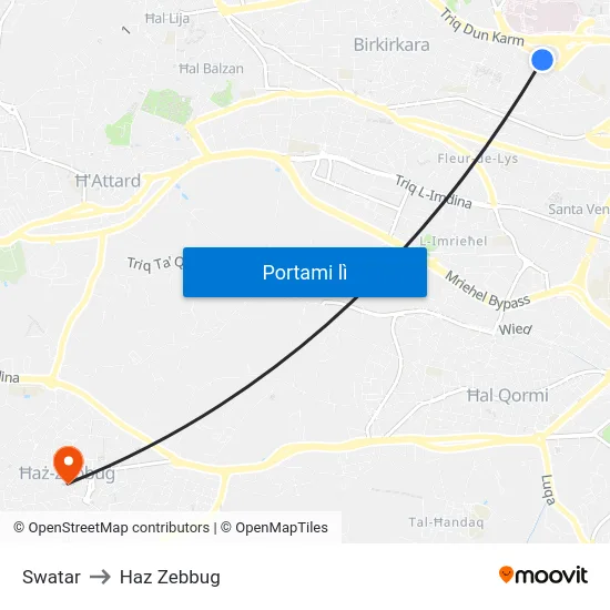 Swatar to Haz Zebbug map