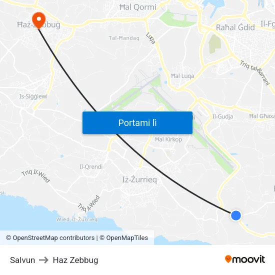 Salvun to Haz Zebbug map
