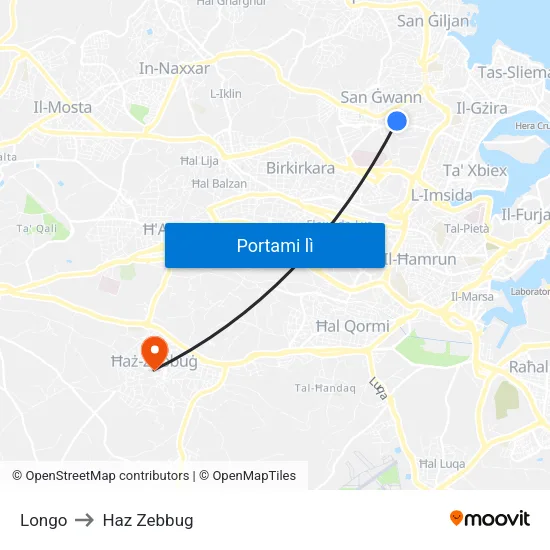 Longo to Haz Zebbug map