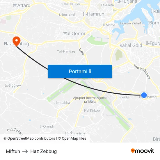 Miftuh to Haz Zebbug map