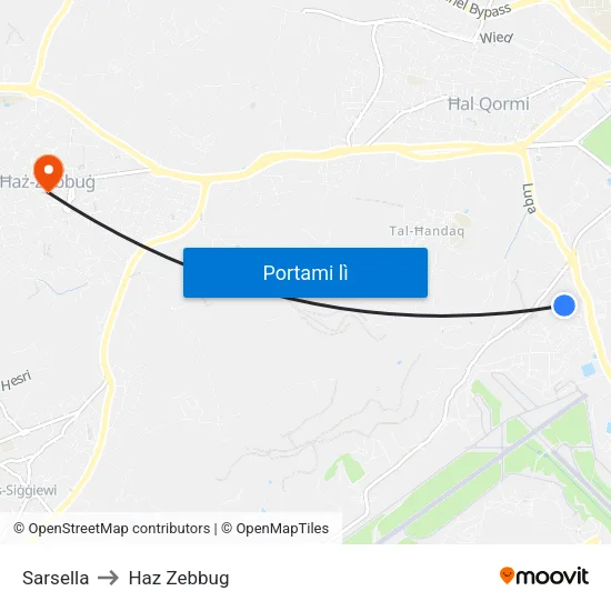 Sarsella to Haz Zebbug map