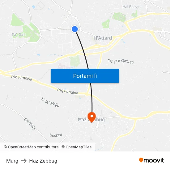 Marg to Haz Zebbug map
