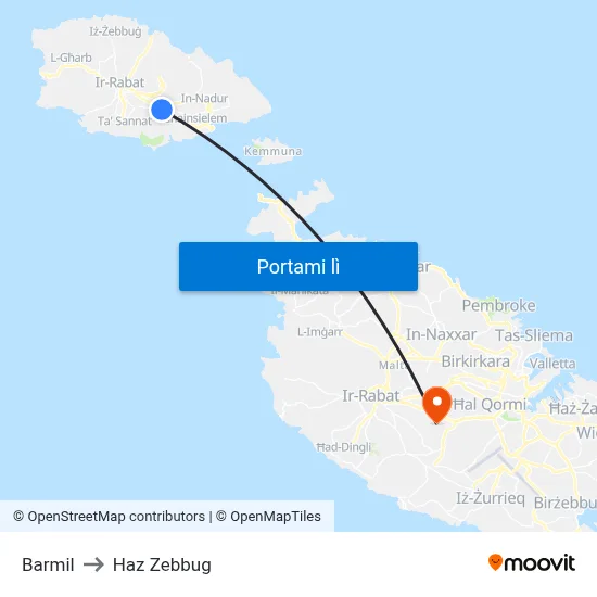 Barmil to Haz Zebbug map
