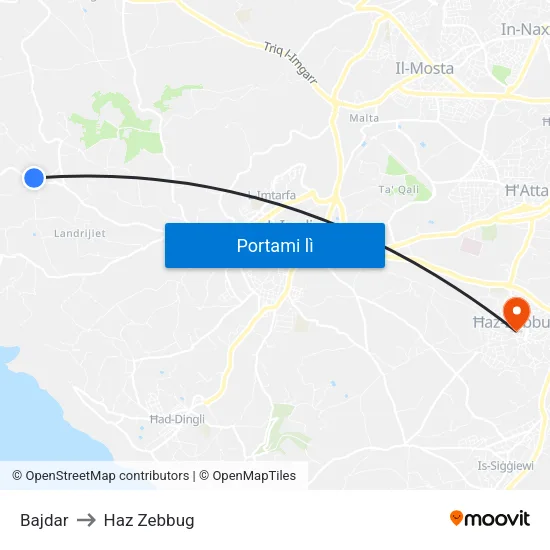Bajdar to Haz Zebbug map