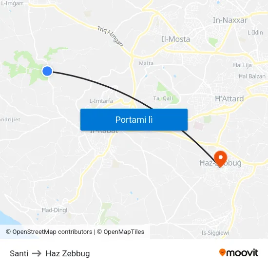 Santi to Haz Zebbug map