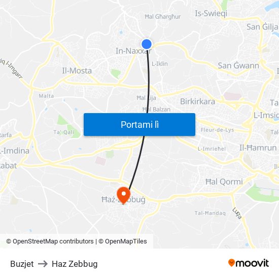 Buzjet to Haz Zebbug map
