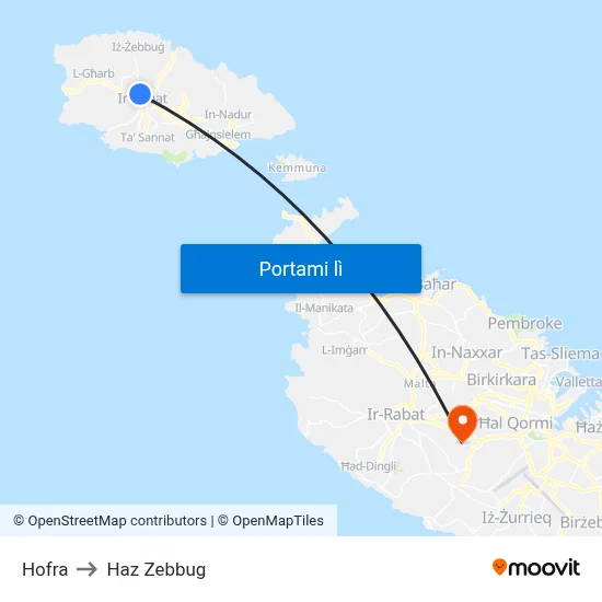 Hofra to Haz Zebbug map