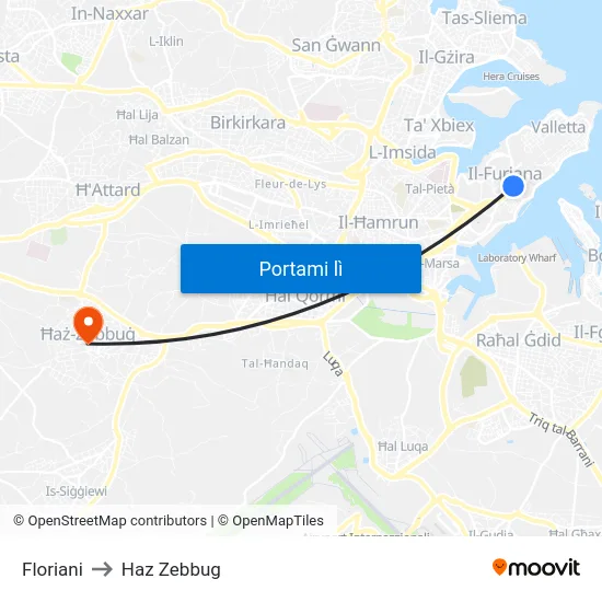 Floriani to Haz Zebbug map