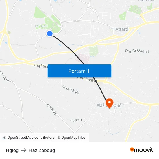 Hgieg to Haz Zebbug map