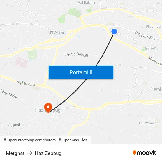 Merghat to Haz Zebbug map