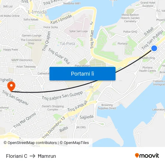 Floriani C to Ħamrun map