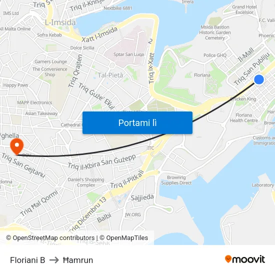 Floriani B to Ħamrun map