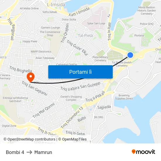 Bombi 4 to Ħamrun map