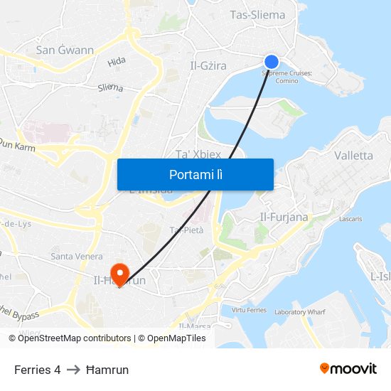 Ferries 4 to Ħamrun map