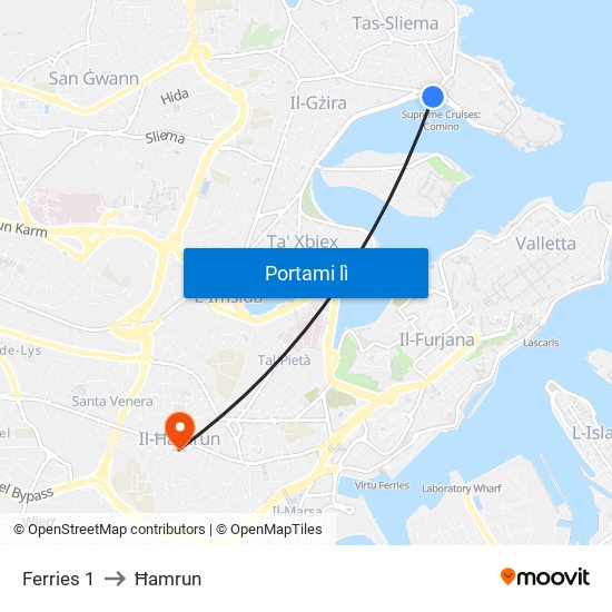 Ferries 1 to Ħamrun map