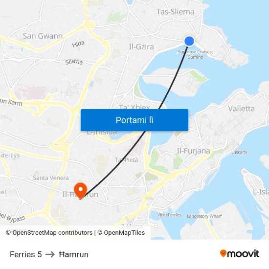 Ferries 5 to Ħamrun map