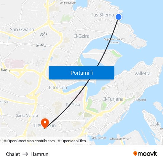 Chalet to Ħamrun map