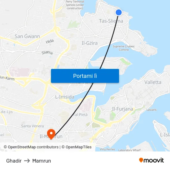 Ghadir to Ħamrun map