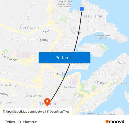 Exiles to Ħamrun map