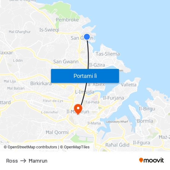 Ross to Ħamrun map
