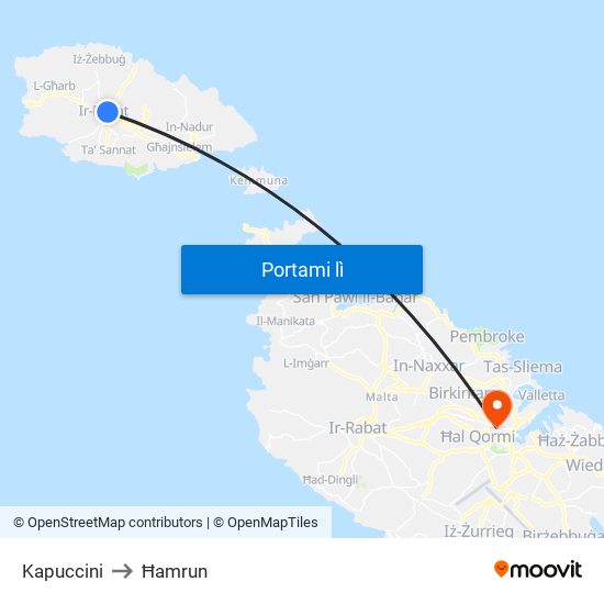 Kapuccini to Ħamrun map