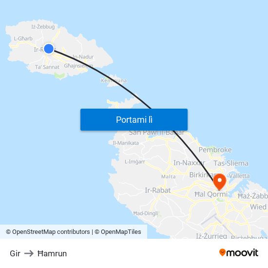 Gir to Ħamrun map