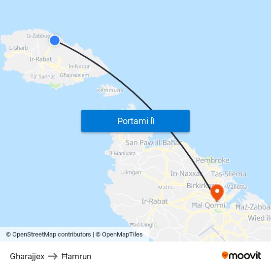 Gharajjex to Ħamrun map