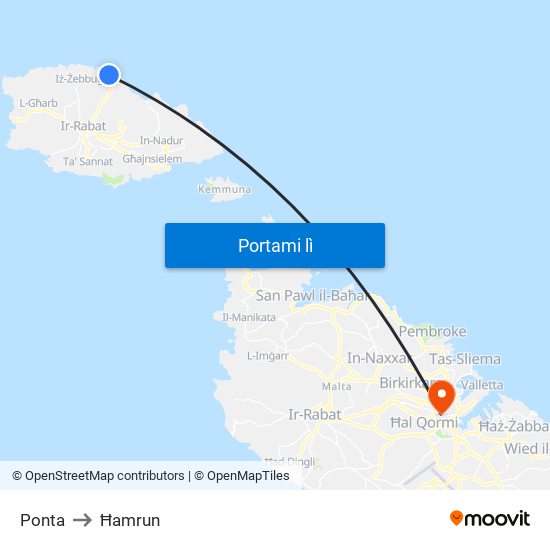 Ponta to Ħamrun map
