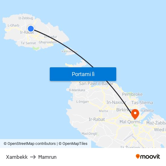 Xambekk to Ħamrun map