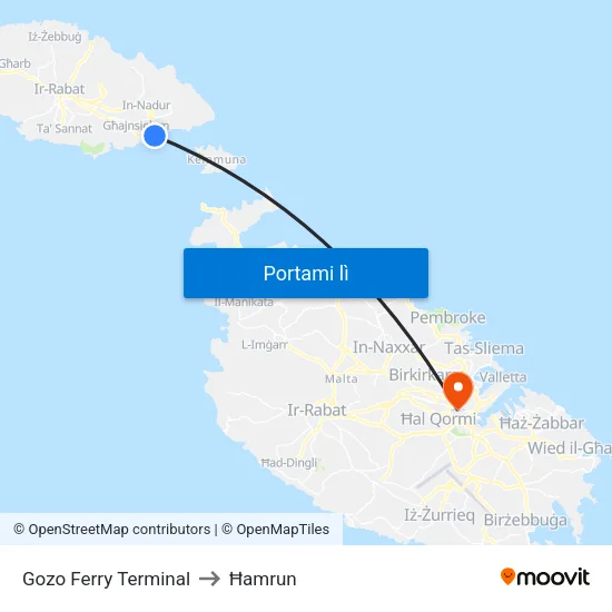Gozo Ferry Terminal to Ħamrun map