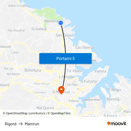 Rigord to Ħamrun map