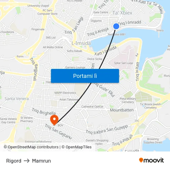 Rigord to Ħamrun map