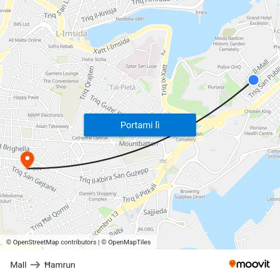 Mall to Ħamrun map