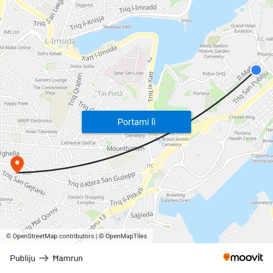 Publiju to Ħamrun map