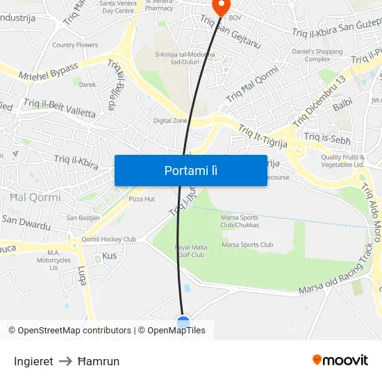 Ingieret to Ħamrun map