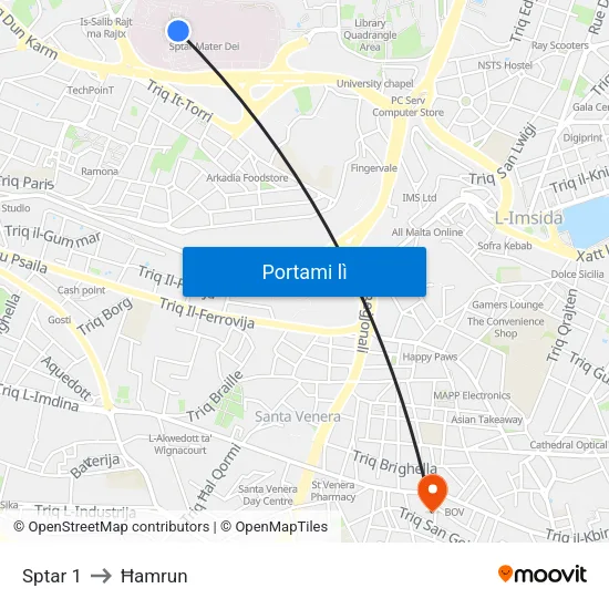 Sptar 1 to Ħamrun map