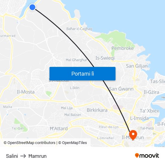 Salini to Ħamrun map