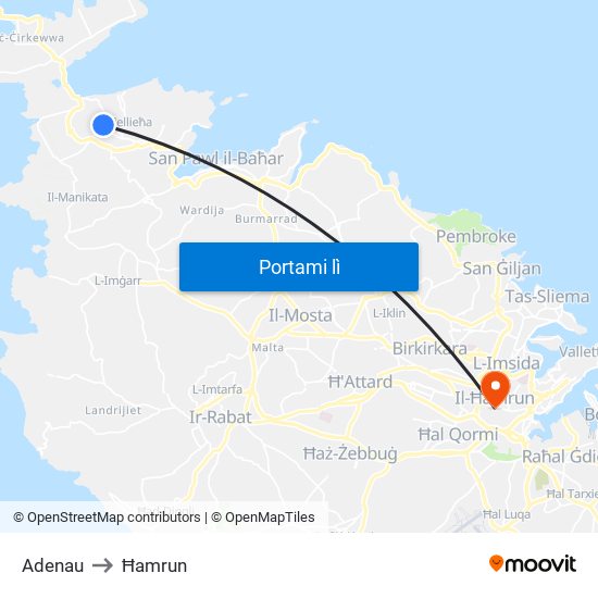 Adenau to Ħamrun map