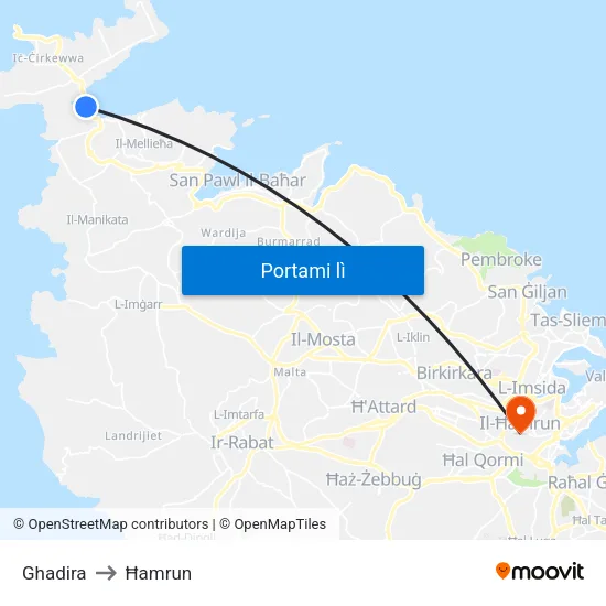 Ghadira to Ħamrun map