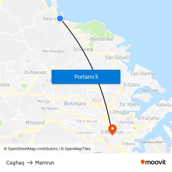 Caghaq to Ħamrun map