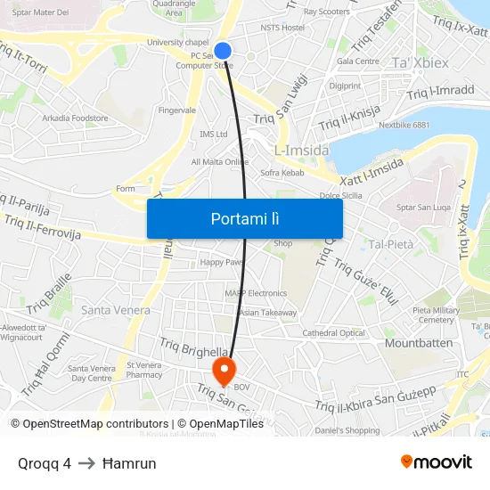 Qroqq 4 to Ħamrun map