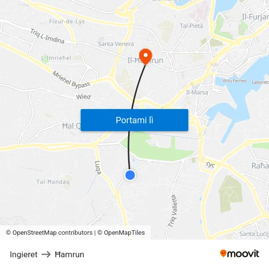 Ingieret to Ħamrun map